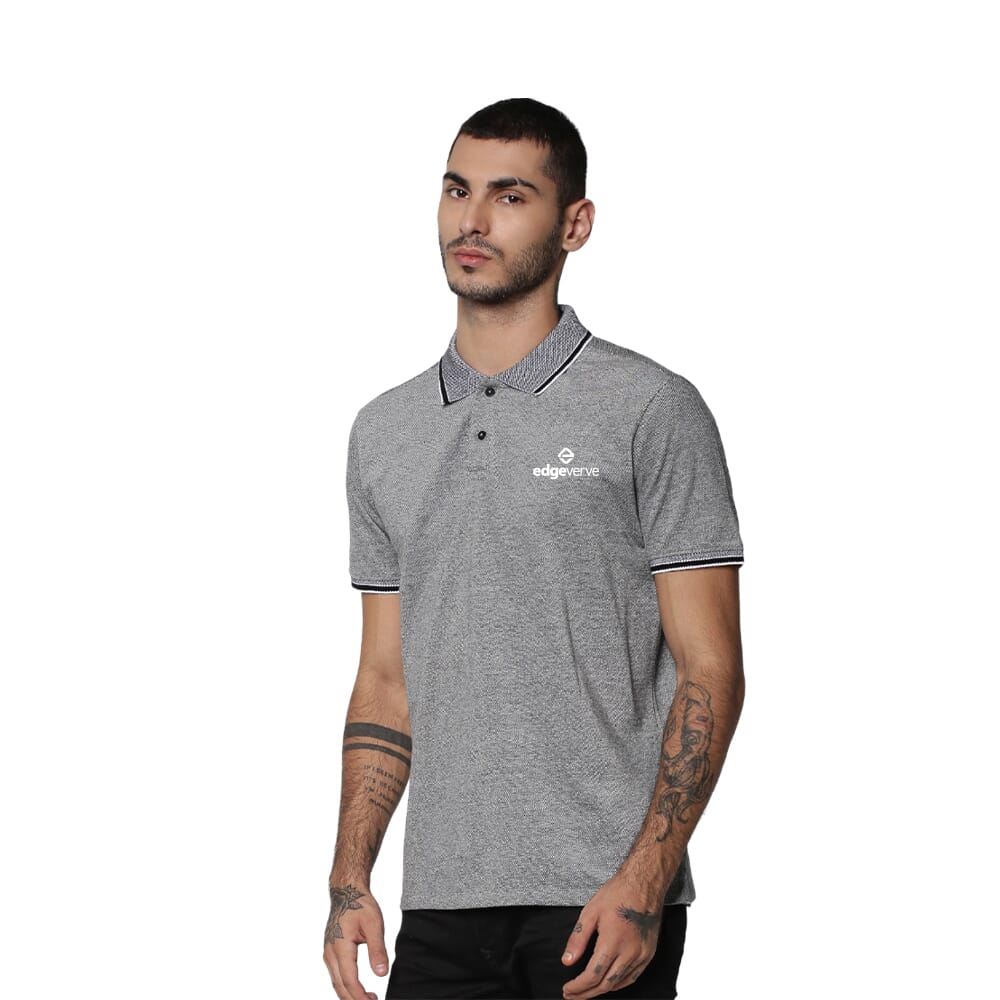 Jack&Jones Viktor Polo T-Shirt- Grey Melange with Black